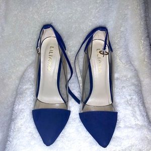 Blue PVC pointed heels